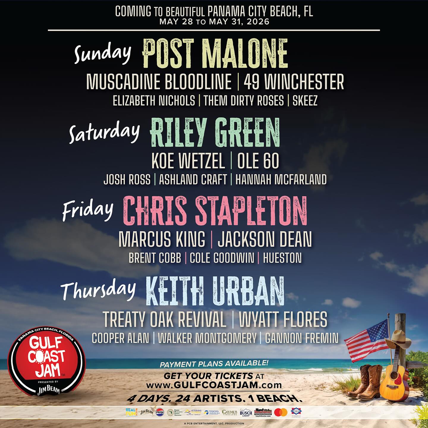 Gulf Coast Jam 2026 Lineup Gulf Coast Jam 2026 Lineup - Panama City Beach, FL